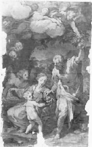 Sacra Famiglia con angeli e cherubini