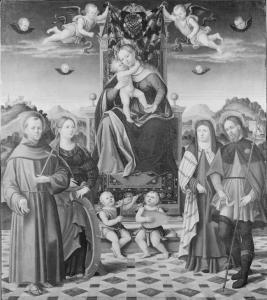 Madonna con Bambino in trono e santi