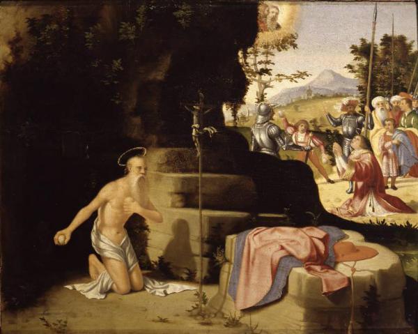 San Girolamo penitente nel deserto e lapidazione di Santo Stefano