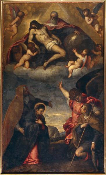 Trinità con Cristo in gloria, Sant'Anna, Maria Vergine bambina, San Raffaele Arcangelo e Tobiolo