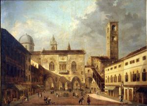 Veduta di piazza Vecchia in Bergamo Alta
