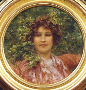 Ritratto di giovane donna napoletana con tralci di vite
