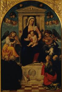 Madonna con Bambino in trono con San Benedetto, Santa Giustina e monaci benedettini