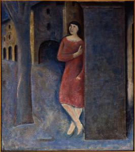 Figura femminile in una strada di Bergamo