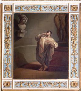 Cesare di fronte al busto di Alessandro Magno