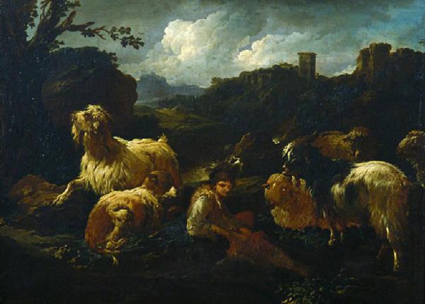 Figura di pastore con capre e pecore