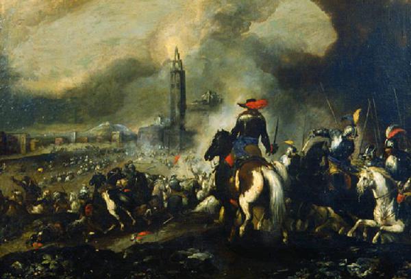 Battaglia di cavalleria presso una città