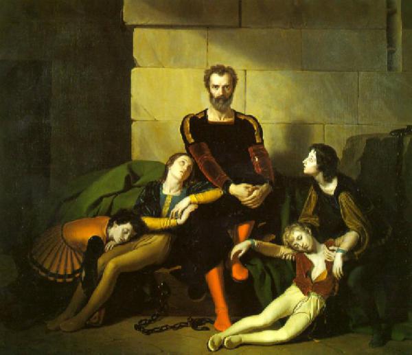 Conte Ugolino della Gherardesca con i figli nella torre della fame