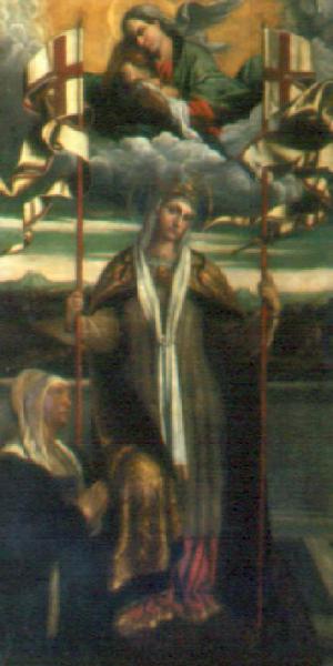 Sant'Orsola, una devota e la Madonna in gloria con Gesù Bambino
