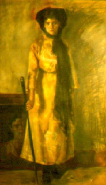 Figura di giovane donna con autoritratto del pittore