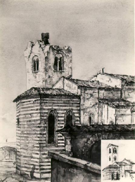 Rovine della chiesa di S. Francesco dopo il bombardamento del 2 marzo 1945
