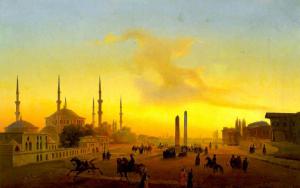 Veduta della piazza dell'ippodromo di costantinopoli