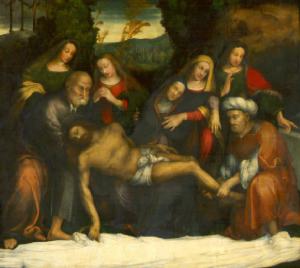 Cristo in pietà con la Madonna, San Giovanni, le tre Marie e due figure maschili