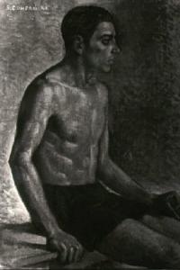 Figura di giovane uomo seduto