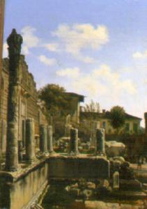 Veduta del Tempio di vespasiano a Brescia dopo il 1830