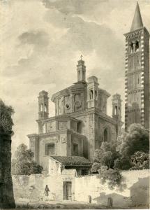 Cappella di San Pietro Martire, veduta esterna con campanile di Sant' Eustorgio