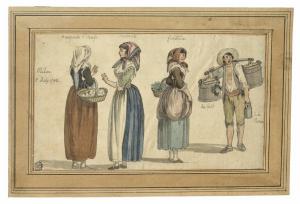 Vignetta di quattro costrumi popolari del 1795