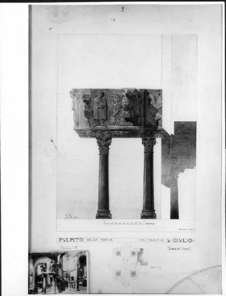 Pianta e alzato del pulpito della chiesa dell'isola di San Giulio sul Lago d'Orta
