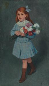 Bambina con fiori - Fillette portante de fleurs