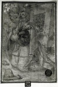 Figura maschile inginocchiata in preghiera