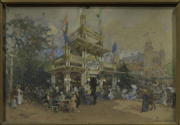 Esposizione Internazionale 1906, chiosco bar internazionale. Padiglioni dell'Esposizione Internazionale del 1906