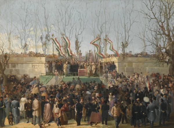 La consegna delle onoreficenze ai benemeriti della campagna del 1860. Giuseppe Garibaldi ai Giardini Pubblici