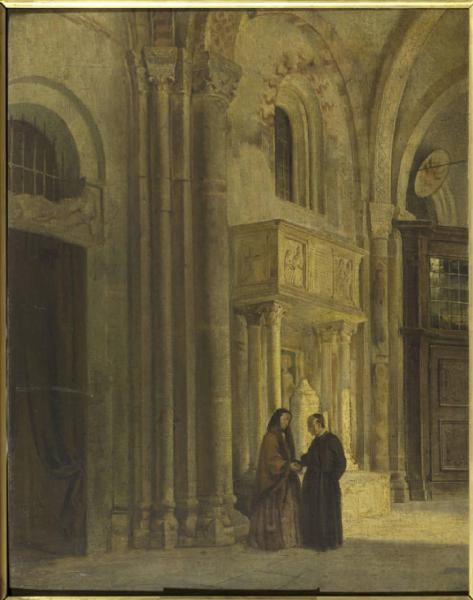 Tratto dell'atrio di Sant'Ambrogio presso l'ingresso principale