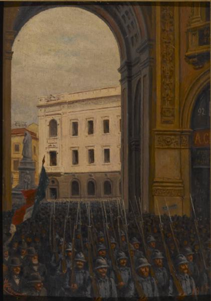 Truppe francesi da PIazza della Scala imboccano la Galleria