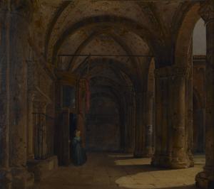 Atrio di Sant'Ambrogio, il portico del nartece. Interno di Sant'Ambrogio, il portico del nartece