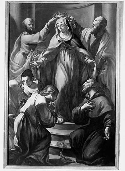 Incoronazione della Madonna con santi Pietro, Paolo, Bonaventura e devoti.