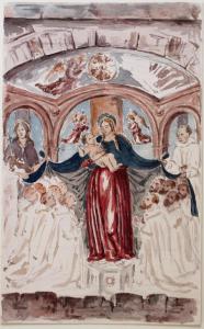 Affresco della Madonna con Gesù Bambino nella Certosa di Santa Maria in Valle di Pesio