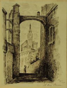 Scorcio del borgo di Sanremo con il campanile della cattedrale di San Siro