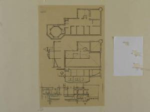 Studio di copertura, alzato e pianta degli ultimi piani del Palazzo della Quinta della Regaleira