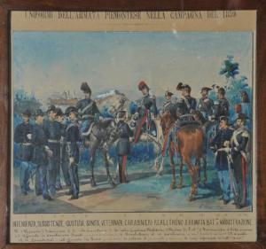 Uniformi dell'Armata Piemontese nella campagna del 1859 - INTENDENZA, SUSSISTENZE, GIUSTIZIA, SANITA', VETERINARIA, CARABINIERI REALI, TRENO D'ARMATA, BATT.NE D'AMMINISTRAZIONE