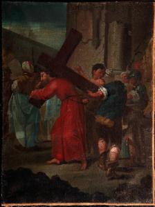 Cristo aiutato da Simone il Cireneo a portare la croce