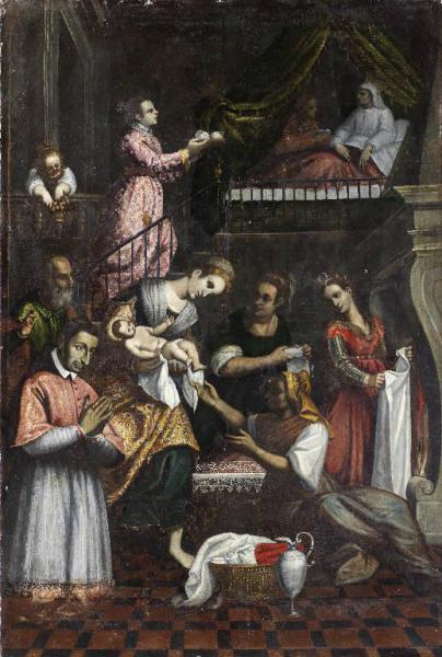 Natività della Vergine con san Carlo