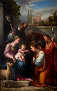 Sposalizio mistico di santa Caterina con Madonna in trono con Bambino e i santi Giovanni Battista, Fiilippo Neri e Francesco di Sales