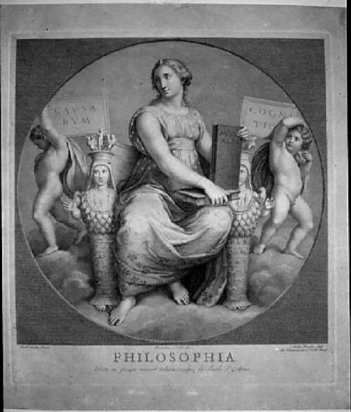 Philosophia picta in fornice imminet tabulae (vulgo) la Scuola d'Atene