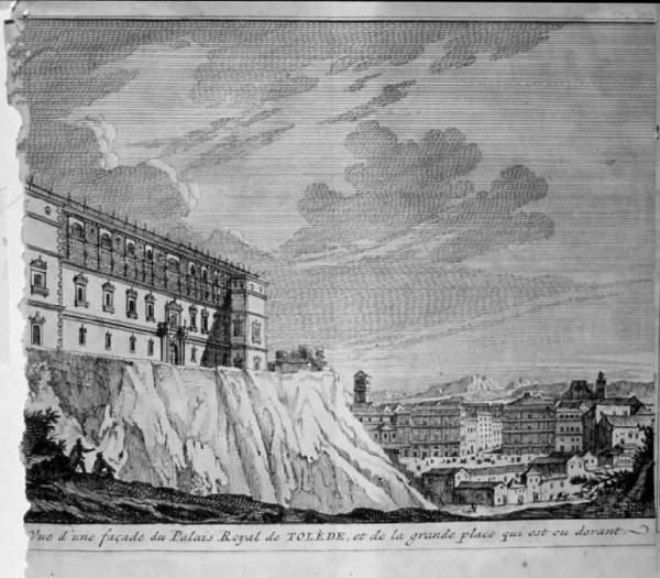 Vue d'une façade du Palais Royal de TOLÈDE, et de la grande place qui est au devant