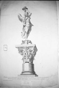 Angelus æneus, et capitellum marmoreum porphyretice columne pro Cereo Paschali Basilicæ Pisanæ