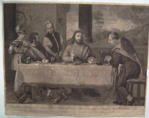 Jesus Christ à table avec deux de ses Disciples dans le Chasteau d'Emaus