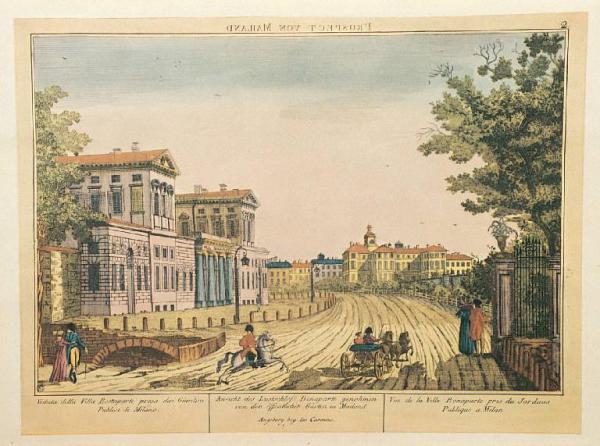 Veduta di Villa Bonaparte presa dai Giardini Pubblici di Milano