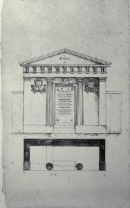 Pianta e prospetto di edicola funeraria per il barone Augusto Bataille, già nel cimitero di Porta Romana a Milano