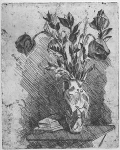 Vaso con tulipani e libri