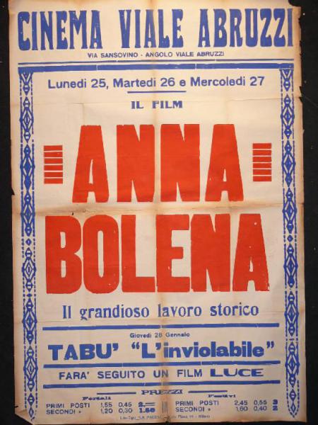 Anna Bolena/ Tabù "L'inviolabile"