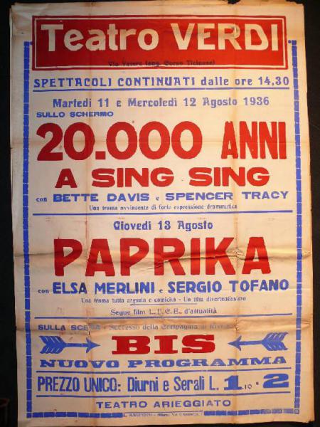 20.000 anni a Sing Sing/ Paprika