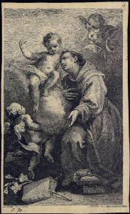 Sant'Antonio da Padova in preghiera davanti a Gesù Cristo