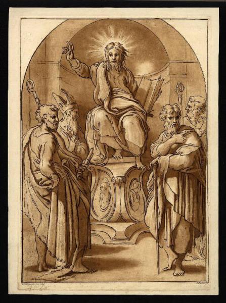 Cristo benedicente fra san Pietro, san Paolo e altri due santi