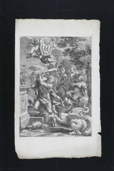 Ercole uccide il drago Ladone e figure allegoriche