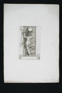 Figura allegorica femminile che suona la tromba e regge un globo con i simboli medicei